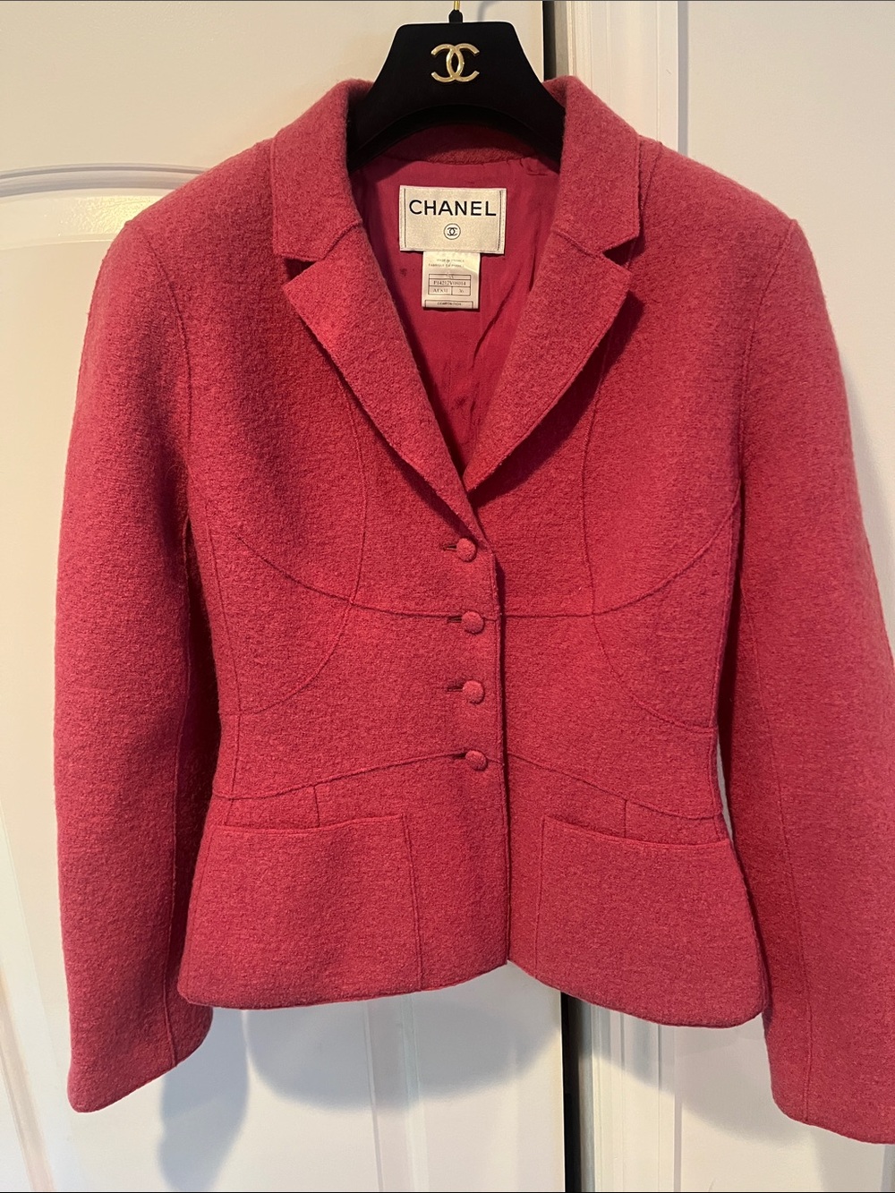 CHANEL Vintage Raspberry Pink Wool Blend Tailored Jacket Blazer - Picture 4 of 15